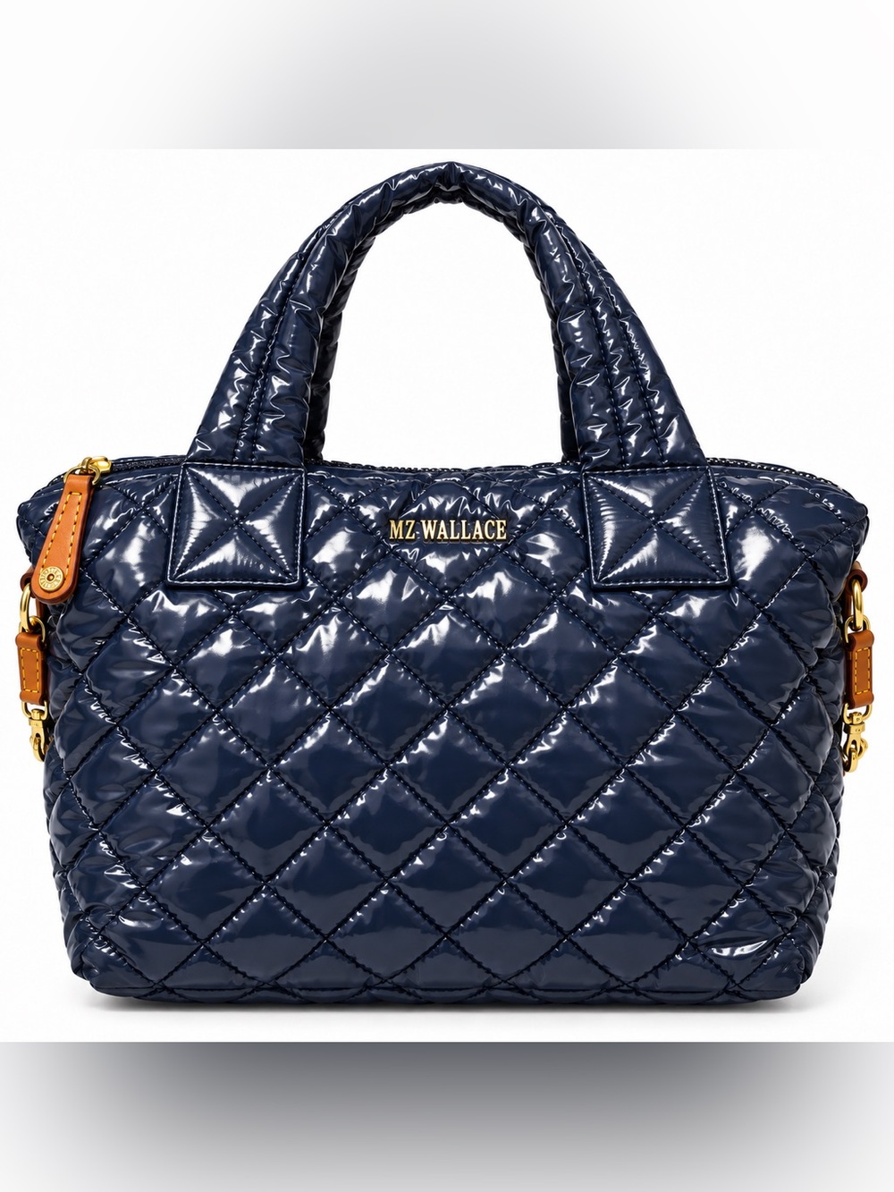 MZ Wallace Quilted Patent Tote in Navy